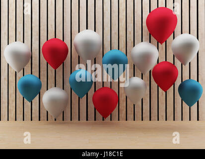 Palloncini con camera in legno in 3D render image Foto Stock
