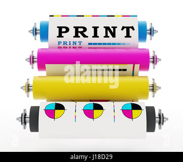 CMYK per la stampa con stampa di prova. 3D'illustrazione. Foto Stock