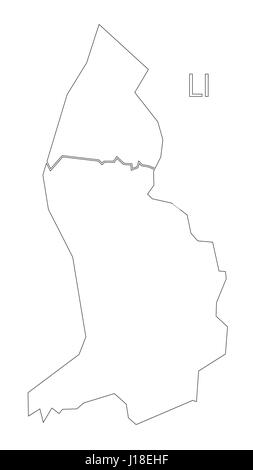 Il Liechtenstein delineano silhouette mappa illustrazione con i distretti Illustrazione Vettoriale