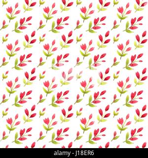 Modello senza cuciture con fiori di colore rosa. Acquerello Foto Stock