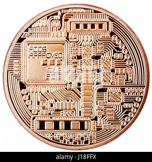 Bitcoin isolato su sfondo bianco controfaccia Foto Stock