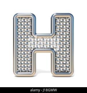 Delineate maglia di filo metallico font LETTER H 3D render illustrazione isolati su sfondo bianco Foto Stock