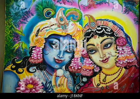 Radha krishna pittura, mathura, Uttar Pradesh, India, Asia Foto Stock