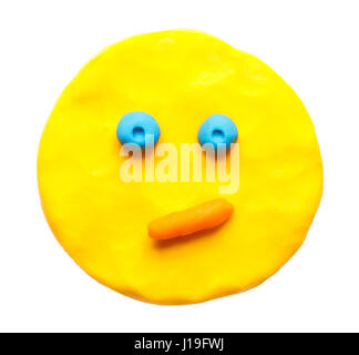 Facce di plastilina isolati su sfondo bianco Foto Stock