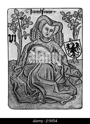 Il tedesco Tarocchi XV secolo: la vergine Foto Stock