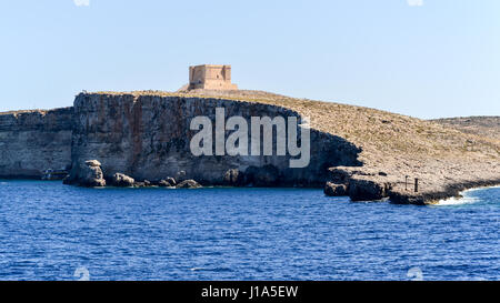 Saint Mary's Tower, Comino, Malta - Visto da LINEE M.T. Gaudos Foto Stock