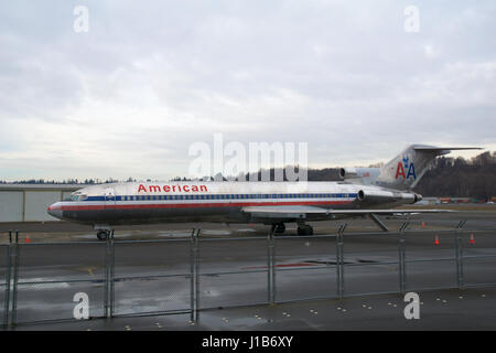 SEATTLE, WASHINGTON, STATI UNITI D'AMERICA - gennaio 27th, 2017: Un American Airlines Boeing 727-200 MSN 21386, registrazione N874AA, costruito nel 1978, dal 2003 è registrato per il MUSEO DELLA FONDAZIONE DI VOLO Foto Stock