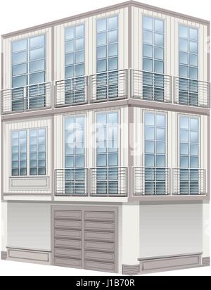 Il design 3D per edificio a tre piani immagine Illustrazione Vettoriale