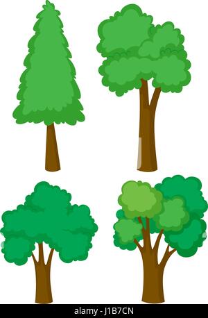Quattro diversi tipi di alberi illustrazione Illustrazione Vettoriale