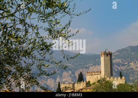 Castello scaligero di Malcesine sulla sponda veneta del lago di Garda, Foto Stock