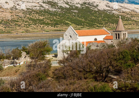 Chiesa di Santa Maria in vecchia citta di Pag (Stari grad), isola di Pag , Croazia Foto Stock