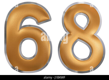 Il numero di riferimento 68, sessanta otto, isolato su sfondo bianco, 3D render Foto Stock