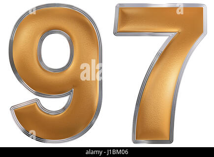 Il numero di riferimento 97, novanta sette, novanta, isolato su sfondo bianco, 3D render Foto Stock