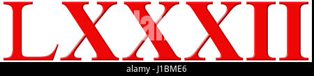 Numero romano LXXXII, duo et octoginta, 82, 80, due isolati su sfondo bianco, 3D render Foto Stock