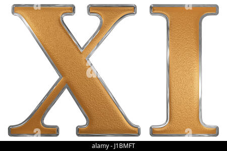 Numero romano XI, undecim, 11, undici, isolati su sfondo bianco, 3D render Foto Stock