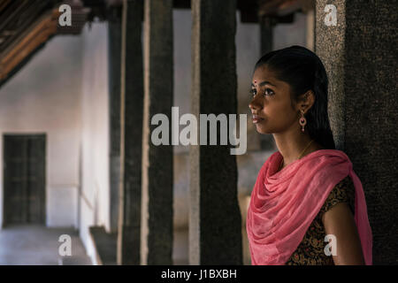 India, Kanyakumari District, Stato del Tamil Nadu. Padmanabhapuram Palace, circa 1601 annuncio, il più grande palazzo di legno in India, architettura del Kerala. Si Foto Stock