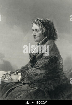 Harriet Beecher Stowe (1811-96), Ritratto, incisione dal dipinto originale di Chappel, 1872 Foto Stock