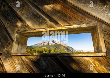 La visualizzazione della fauna selvatica ciechi alla grotta e Basin National Historic Site, il Parco Nazionale di Banff, Alberta, Canada Foto Stock