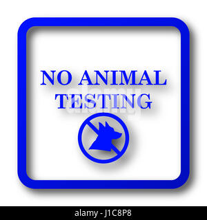 Nessuna sperimentazione animale icona. Nessun animale sito web del test pulsante su sfondo bianco. Foto Stock