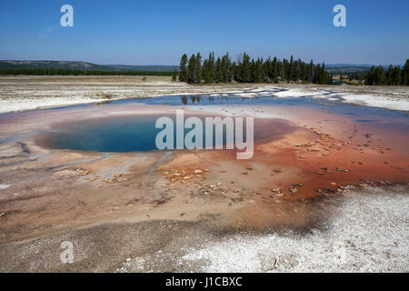 Pool di opale, Midway Geyser Basin, il Parco Nazionale di Yellowstone, Wyoming USA Foto Stock