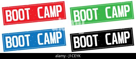 BOOT CAMP testo sul rettangolo timbro segno, in colore impostato. Foto Stock