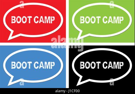 BOOT CAMP, testo su ellisse discorso bolla segno, in colore impostato. Foto Stock