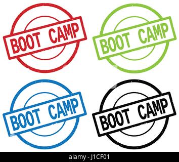 BOOT CAMP testo, sulla rotonda semplice firma timbro, in colore impostato. Foto Stock