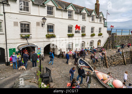 Il Red Lion Hotel Clovelly, Hartland patrimonio Devon Coast,l'Quay,North Devon,UK,Inghilterra. In una zona di straordinaria bellezza naturale AONB Foto Stock