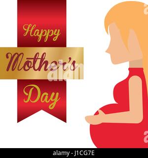 Festa della mamma scheda gravidanza mom celebrazione ribbon Illustrazione Vettoriale