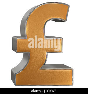 Simbolo della sterlina inglese, isolato su sfondo bianco, 3D illustrazione Foto Stock