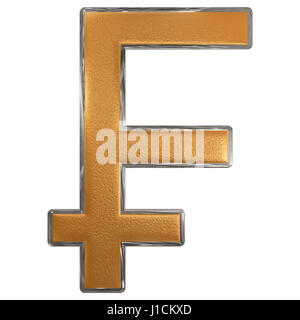 Simbolo del franco francese, isolato su sfondo bianco, 3D illustrazione Foto Stock