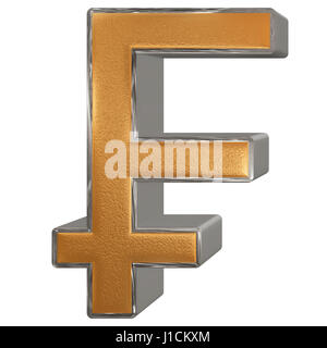 Simbolo del franco francese, isolato su sfondo bianco, 3D illustrazione Foto Stock