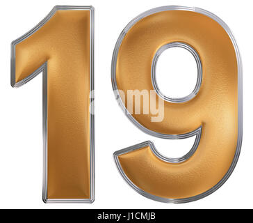 Il numero di riferimento 19, diciannove, isolati su sfondo bianco, 3D render Foto Stock