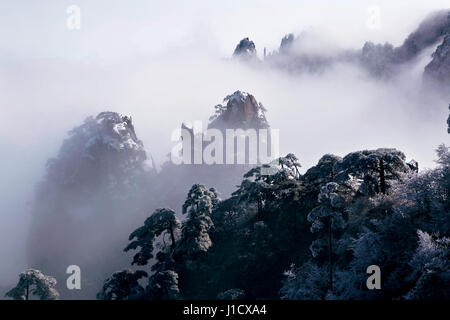 Monte Huangshan neve nella provincia di Anhui,Cina Foto Stock