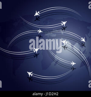 Business Aviation sfondo aerei sorvolano la mappa Foto Stock