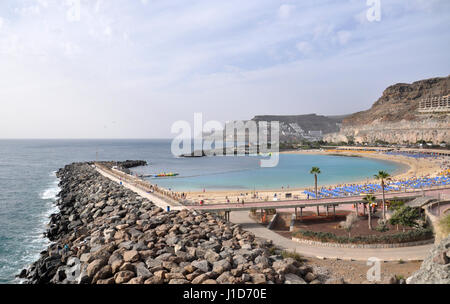 Los spiaggia Amadores panorama che si vede sul Gran Canaria Isole Canarie in Spagna Foto Stock