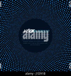 Sfondo astratti per la tecnologia business. Disco night club luci blu in forma rotonda su sfondo scuro. 3D'effetto tunnel Illustrazione Vettoriale