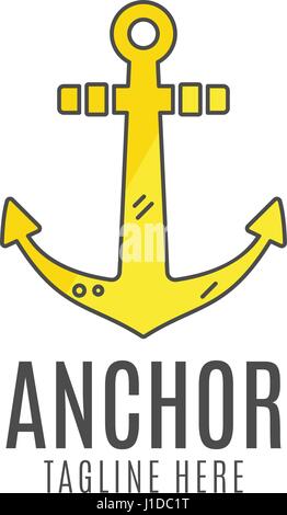 Vettore di ancoraggio icona logo. Mare, simbolo del marinaio. Il logo di ancoraggio. Icona di ancoraggio. Simbolo di ancoraggio, anchor tattoo. In stile appartamento modello logo. Etichetta di ancoraggio, e il decor e il logo di qualità premium concetto del logo. Progettazione di estate Illustrazione Vettoriale
