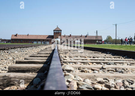 Rampa visualizzazione livello di Birkenau campo di concentramento in Polonia Foto Stock