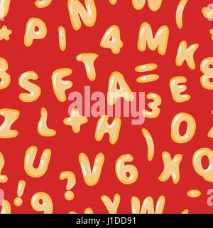 Minestrone lettere latine sul rosso modello senza giunture Illustrazione Vettoriale