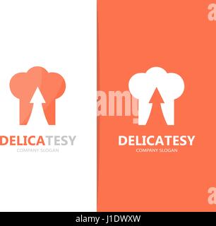Vettore di chef hat e freccia in alto la combinazione di logo. La cucina e la crescita di simbolo o icona. Cuoco unico e ristorante logotipo di modello di progettazione. Illustrazione Vettoriale