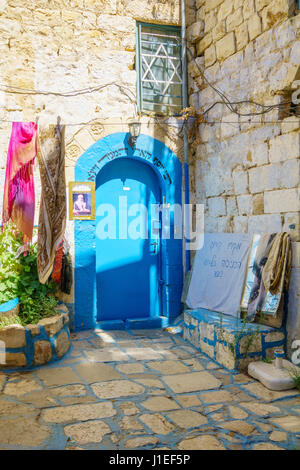 La SAFED, Israele - 18 settembre 2015: Il Yosef Caro sinagoga nel quartiere ebraico, in Safed, Israele Foto Stock