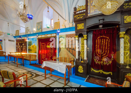 La SAFED, Israele - 14 settembre 2016: La sinagoga Abuhav, nel quartiere ebraico, in Safed (Tzfat), Israele. Si tratta di un 15esimo secolo sinagoga, chiamato dopo Foto Stock