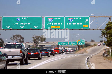 Interstate 10 e Interstate 405 di giunzione a Santa Monica, Claifornia, STATI UNITI D'AMERICA Foto Stock