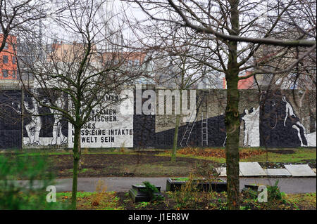 Berlin, Berlin Attrazioni, parete luminosa, guerra fredda, colorato, colorato dipinto, i colori, Berlino Est, ex divisione, storia tedesca, Germania, Foto Stock