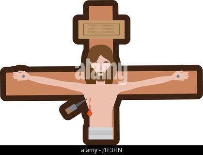 Gesù Cristo muore cross line Illustrazione Vettoriale