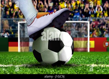 Giocatore di calcio ottenendo pronto per il Calcio di Rigore Foto Stock