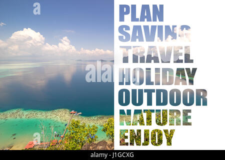 Vista aerea di isola tropicale di Bohey Dulang vicino Siapdan Isola, Sabah Borneo Malese. Foto Stock