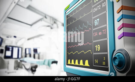 Monitor medico vitale che mostra informazioni sulla salute. 3D'illustrazione. Foto Stock