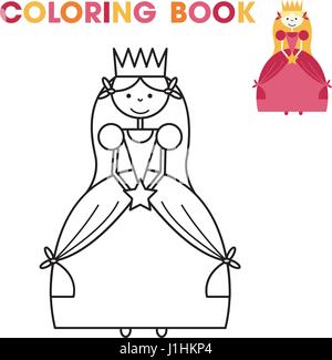 Libro da colorare per bambine - La Principessa Illustrazione Vettoriale